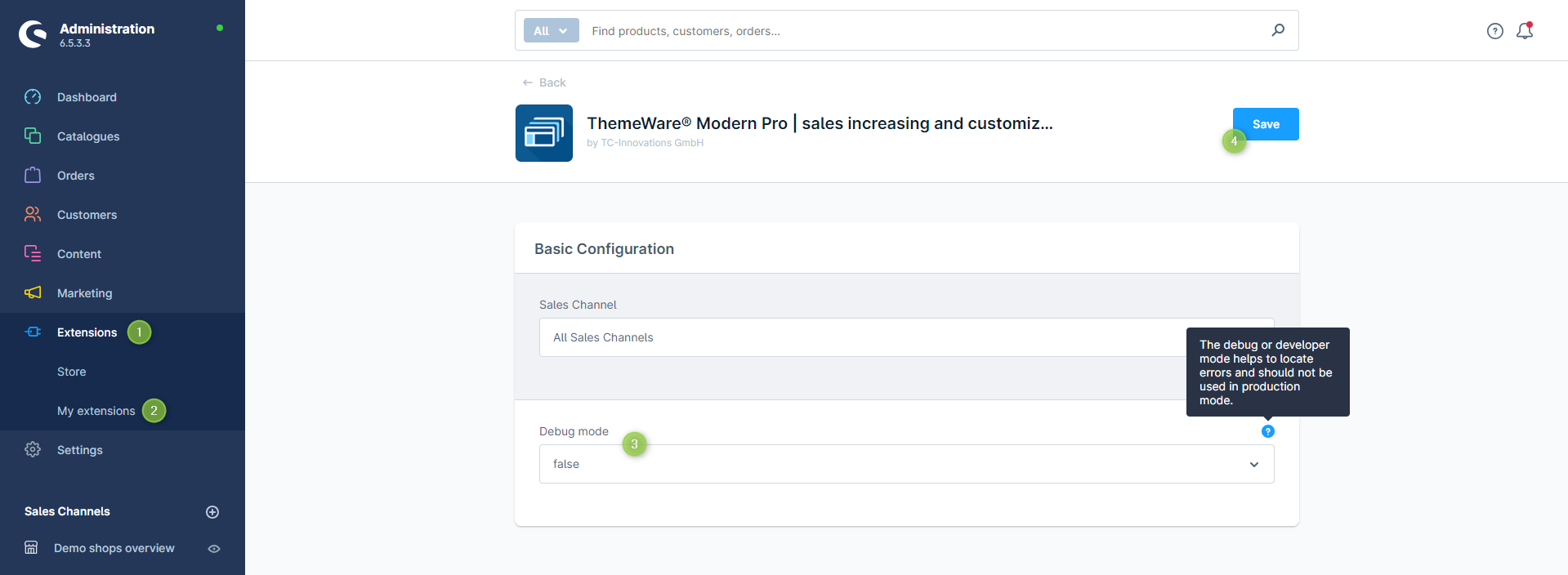 ThemeWare® "Debug-Modus